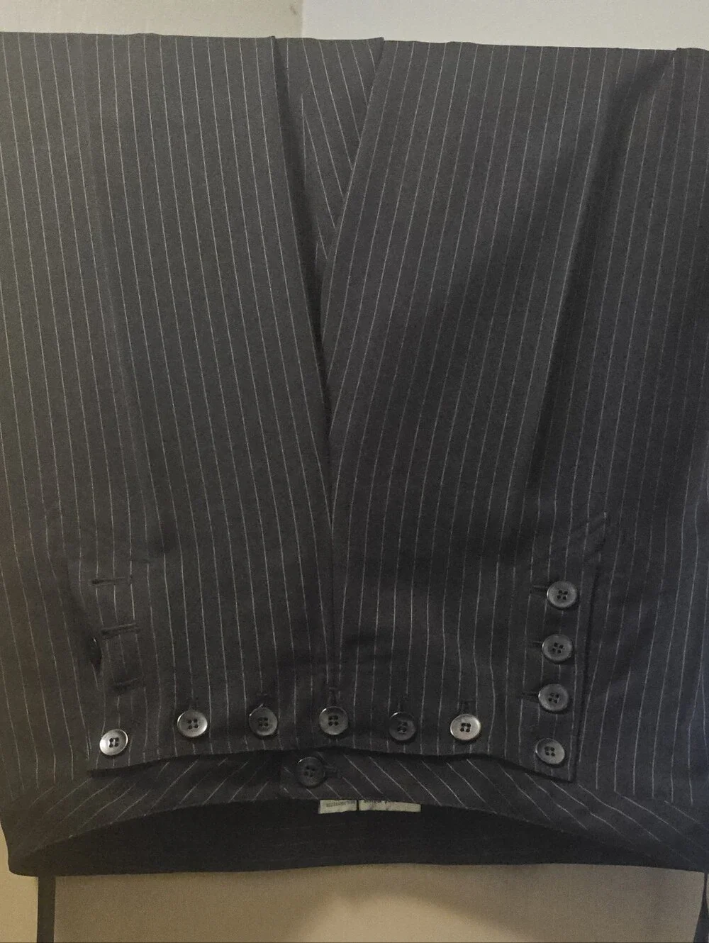 Womens  Pinstripe Suit Pants - Black with White Pinstripes